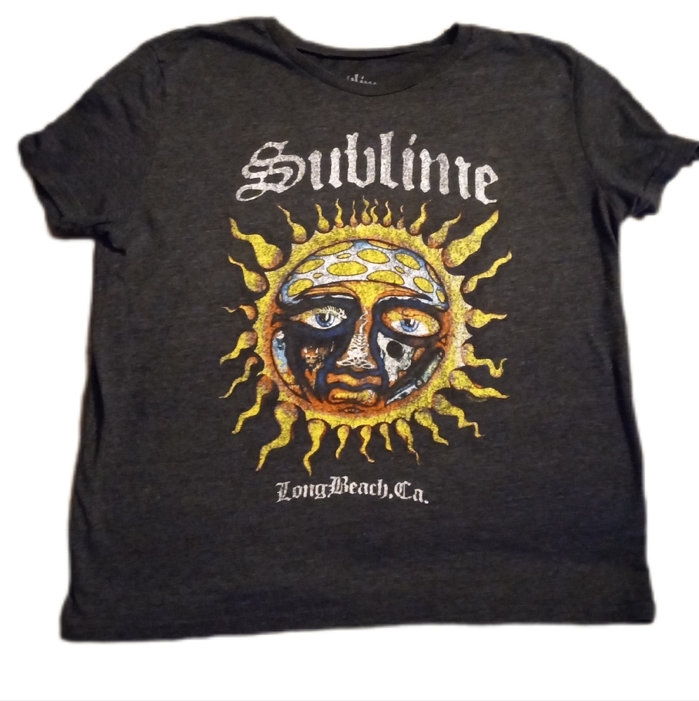 RETRO Sublime Sun Logo T Shirt Adult Medium Dark Grey Music Band Punk Rock/Rock